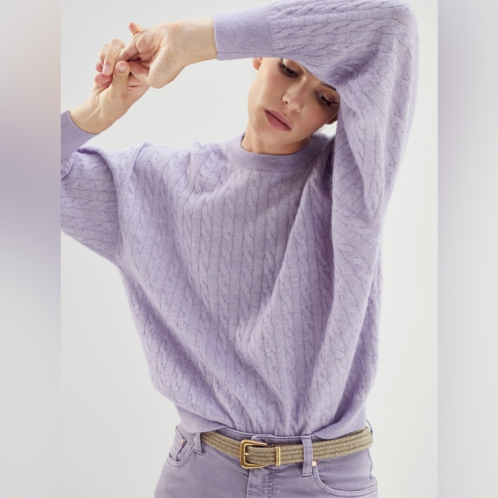 Brunello Cucinelli Light Purple Cable Knit Sweater